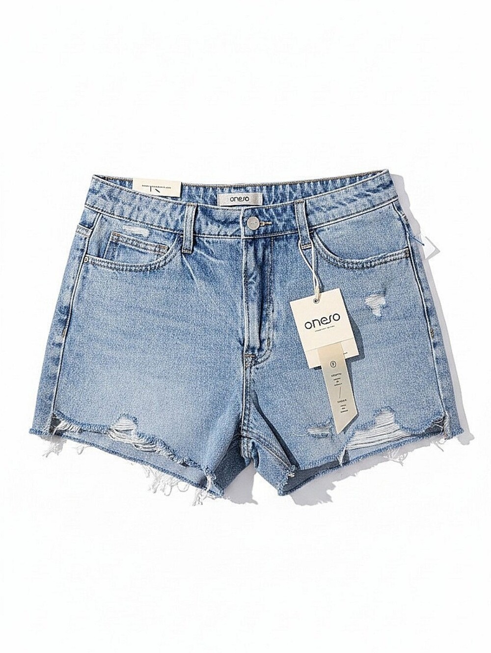 NWT! Oneso Light Blue Distressed Denim Women's Shorts